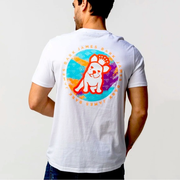James Bark Men's JB Logo White Graphic Tee Sz L - Picture 1 of 8